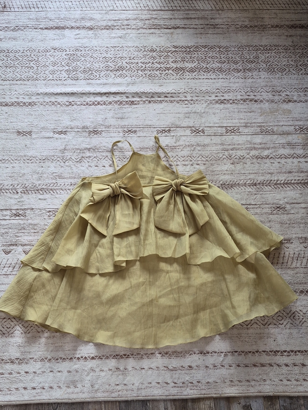 Ashley By 26 International Yellow Tiered Bow Tank Top